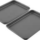 GoodCook Everyday Toaster Oven Mini Baking Sheets Set of 2 Set of 2 Heavy-Gauge Steel Baking Pans with Scratch-Resistant Nonstick, 9 x 6.2-Inch, Gray