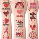 Heart Health Awareness Temporary Tattoos, 240 PCS Red Ribbon Awareness Inspirational Tattoo Stickers, Heart Health Month Accessories Gifts for Hearts Disease Social Charity Public Event Favor Supplies