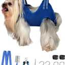 Kkiimatt 10 in 1 Dog Grooming Hammock Harness with Nail Clippers, Nail Trimming Hammock for Pet, Grooming Sling Hanger Holder Restaint for Nail Trimming/Clipping (XXS/Under 10lb Blue)
