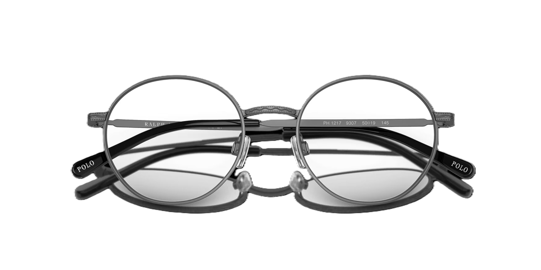 Polo Ralph Lauren Men's PH1217 Round Prescription Eyewear Frames, Semishiny Dark Gunmetal/Demo Lens, 52 mm