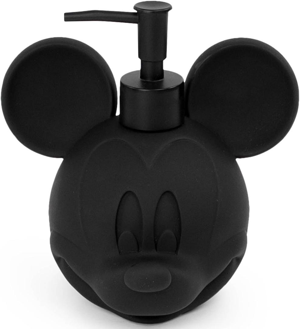 Jay Franco Disney Mickey Mouse Soap Dispenser - Black Resin Lotion Pump - Bathroom Dcor (Black - Mickey Mouse)