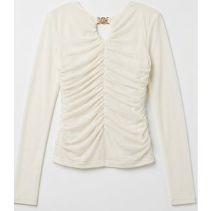 Sleeve Shirred Blouses Dressy Casual for Girl, S, White