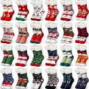 Jeyiour 14 Pairs Christmas Fuzzy Slipper Socks for Women Plush Fleece Sherpa Warm Non-slip Holiday Socks Gift Bulk for Cozy Xmas Winter Holiday Party Decoration