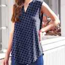 Halife Women's Sleeveless Floral Print V Neck Tunic Tank Tops Blouse Shirts (L)