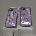 2 x LEMAXELERS for iPhone 16e Wallet Case with Credit Card Holder 360 Rotating Ring Stand Shockproof Protective Cover Snap Button Closure Case for iPhone 16e. Purple YBK