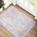 Washable Area Rugs 2'x3' Non-Slip Modern Abstract Soft for Living Room Entryway Bedroom Nursery, Print Pattern, Grey Pink