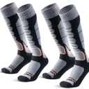 Merino Wool Ski Socks for Men, Women & Youth - Over-the-Calf Full Cushion Thermal Snowboard Socks, Winter Performance (Black, XL)