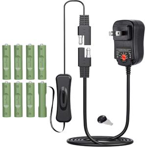 Adjustable AC Continuous Power Supply Adapter AA Dummy Battery kit (Replace up to 8 AA Battery) for Doorbells/thermostats/LED Light/Decorations