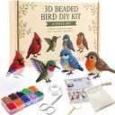 BLOWADM 4Pcs DIY 3D Animal Bead Embroidery Kit,Bird Beading Crafts with Instructions,Cute Bead Art Handmade Bird Gift for Beginners & Craft Enthusiasts