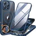 Miracase for iPhone 16 Pro Max Case 6.9'', [Bubble Free] Full-Body Bumper Phone case with Built-in Full Glass Screen &Lens Protector,Compatible with MagSafe,Drop Proof 16 Pro Max Cover,Blue
