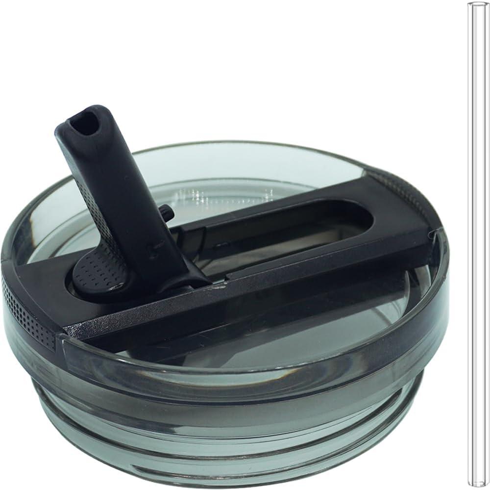 Dreamfocus 64 oz Leak Proof Flip Straw Lid Replacement for Stanley 64 oz Quencher H2.0 and ProTour Tumbler (Black)