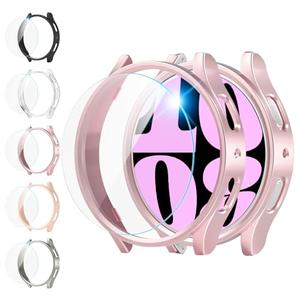 Shenou 5 Pack for Samsung Galaxy Watch 6 Screen Protector Case 44mm for Women