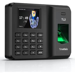 Biometric Time Clock for Employees, Fingerprint & PIN Standalone Punch Machine, Clock in Machine for Small Business with USB Data Transfer, No WiFi/Software/Monthly Fees