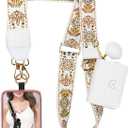 Clip and Go Phone Strap with Wallet Phone Lanyard Crossbody with Wallet Cell Phone Lanyards for Women, Retro Flowers-brown