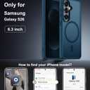 3 x Janmitta Magnetic for Samsung Galaxy S26 Ultra/S25 Ultra Case,with Screen Protector+Wrist Strap,Compatible with MagSafe,Shockproof Slim Translucent Matte Phone Cover,Deep Blue