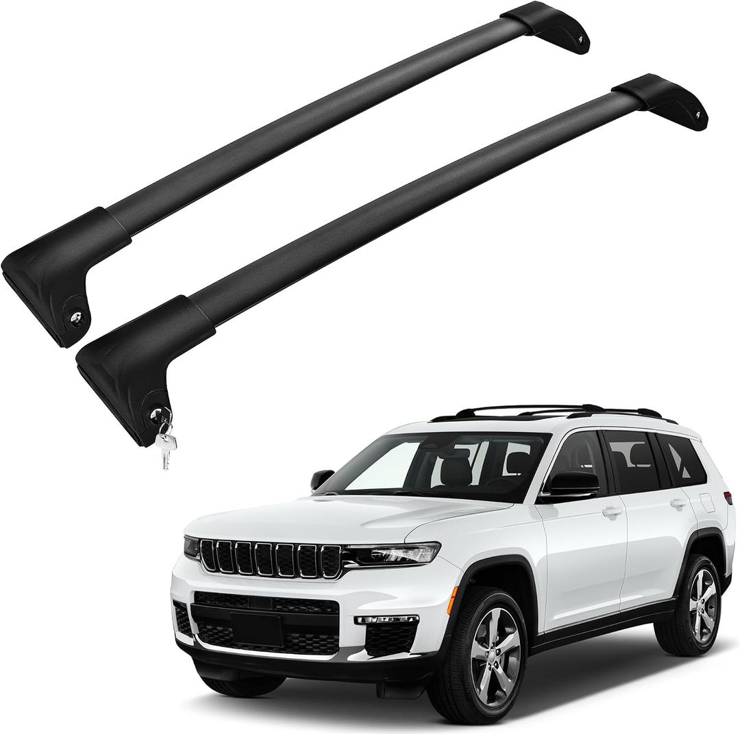 300Lbs Lockable Roof Rack Crossbars for 2021-2026 Grand Cherokee L, 2022-2026 Grand Cherokee WL, Heavy Duty Aluminum Anti-Corrosion Cross Bar Fit Luggage Luggage Kayaks Bicycles Snowboard