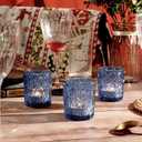 48pcs Blue Votive Tealight Candle Holders, Glass Tea Light Candle Holders for Table Centerpieces,Candle Holders for Wedding Decor, Gift, Home