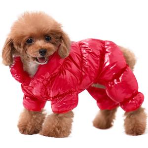 AOFITEE Dog Winter Coat, Waterproof Dog Jacket, Fullbody Dogs Winter Coat Snowsuit, Windproof Puppy Puffer Jacket Snow Suit with Legs, Pet Fleece Vest Coats for Small Dogs, Christmas Red XXL