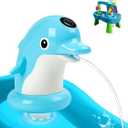 Dolphin Water Table Pump with Magnetic Base No Drill 3H Runtime Continuous Flow Rechargeable for Step 2 for Kids Outdoor Water Play Toys Stable Water Fun Accessories Blue