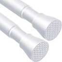 2pcs Spring Tension Curtain Rods for Windows 28 to 48 Inch, White Tension Rod Spring Loaded Curtain Rod, 7/8 Diameter Adjustable Curtain Rod No Drilling Small Curtain Rods for Door, Bathroom, kitchen