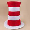 4PCS Stovepipe Hat Costume Accessories Set Cat Hat Red and White Striped Hat Red Bow Tie White Gloves Black Tails for Adults World Book Day Halloween Cosplay and Dress Up