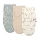 SwaddleMe by Ingenuity Monogram Collection Baby Swaddle, 100% Cotton, Improves Sleep & Calms Startle Reflex, 0-3 Months, Pocket Fold Design for Easy Changes, 1.0 TOG, 3-Pack - Born Free