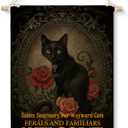 XIPLUM Vintage Halloween Black Cat Wall Art Retro Spooky Cat Lover Wall Decor Halloween Welcome Sign Poster Hanging Pictures Artwork for Home Decor, 12x16 Inches