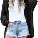 Lightweight Summer Cardigan for Women Spring Netted Crochet Cardigans Sweaters, Black, OneSize