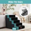 COZY KISS Dog Stairs for Small Dogs 5-Step, 19.7" Extra Wide Right-Angle Pet Stairs for Couch and Beds, Anti-Slip Dog Steps for Old Cats and Lowrider, 19.7x29.5x23.6 inch, Black