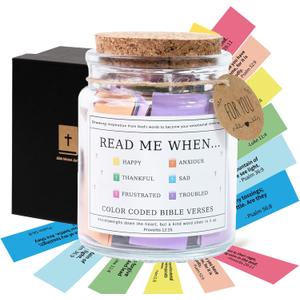 Bible Verse Jar for Women, Read Me When Bible Verses in a Jar, Religious Graduation Gift, Scripture Prayer Cards Hope Jar, Christian Gifts for Women Mom Dad Friend