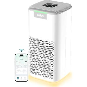WELOV Smart Air Purifiers for Home Large Room, Smart WiFi Alexa Control, 1570 Sq. Ft. Coverage, PM2.5 Monitor, H13 True HEPA Air Purifiers for Pets Capture Pet Hair Dander Pollen Smoke Dust, P200 Pro (White)