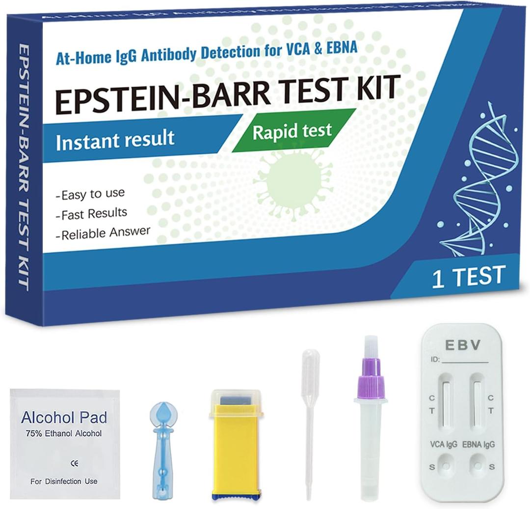 Epstein-Barr (EBV) Test Kit at-Home  No Need for a lab Visit Detects IgG Response to VCA & EBNA (for in Vitro Diagnostic Use Only), Finger-Prick Sample.
