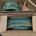 AmorArc Ceramic Dinnerware Sets for 4, 12 Pieces Handpainted Plates and Bowls Set, Scratch Resistant Stoneware Dishes Set, Dishwasher & Microwave Safe, Jade Green