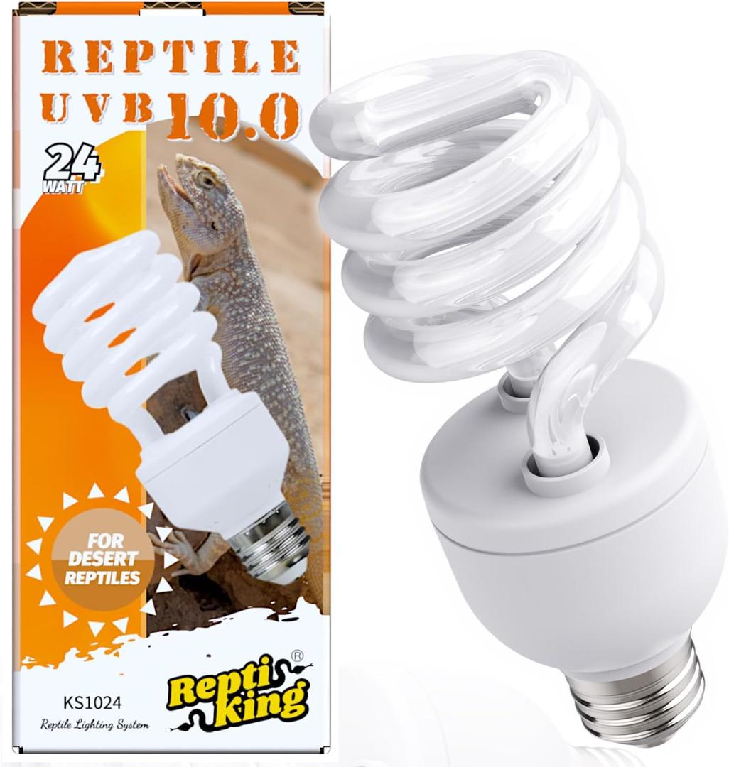 UVB Reptile Light, 10.0 24W, UVA UVB Reptile Light Bulb Lamp for Bearded Dragon, UVB Bulbs for Desert Reptiles