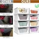SNSLXH 8 Pack Stackable Closet Storage Bins, Multifunctional & Foldable Closet Organizers and Storage for Bathroom Kitchen Laundry Room Drawer Shelf Storage, Space-Saving Wardrobe Organizer, White