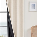 Melodieux Full Blackout Curtains 63 Inch Length, Beige Cafe Kitchen Curtains Sets for Windows, Grommet Top Thermal Insulated Drapes with Black Back for Bedroom Living Room, 52" W x 63" L, 2 Panels
