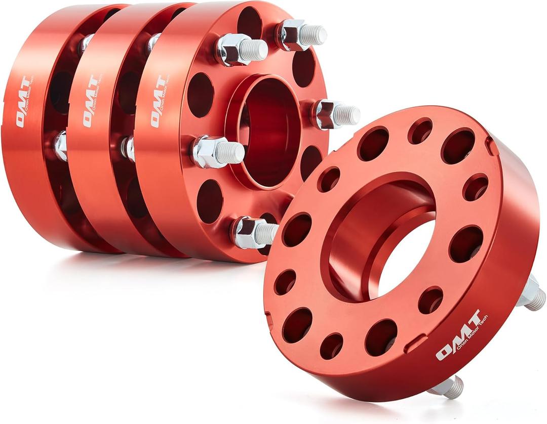 Orion Motor Tech 6x5.5 Wheel Spacers, 1.5 Inch Red Wheel Spacer Kit with M14x1.5 Studs Compatible with Chevy Silverado GMC Sierra 1500 Suburban Tahoe, Hub Centric 78.1mm Bore Wheel Spacer Kit, 4pc