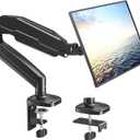 MOUNT PRO Single Monitor Desk Mount - Articulating Gas Spring Arm, Removable VESA Monitor Mount Computer Monitor Stand with Clamp and Grommet Base Fits 13 to 32 Inch Screen, VESA 75x75, 100x100, Black