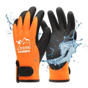 toolant 100% Waterproof Gloves for Men and Women, Winter Work Gloves for Cold Weather, Touchsreen, Thermal Gloves for Freezer Work, Fishing and Gardening, With Grip, Orange, X-Large