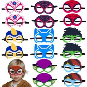 Superhero Masks Party Favors for Kids, 16 Packs Kids Super Hero Costumes Party Masks Birthday Gift Halloween Cosplay Felt Mask Superhero Partys Supplies Favors Decorations