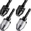 Honoson Keyless Drill Chuck Bit 1/4 Inch Hex Shank Keyless Drill Chuck Fast Change Converter Extension Screwdriver Adapter in 0.3-6.5 Mm, 0.3-3.6 mm for Tool Attachment(4 Pieces)