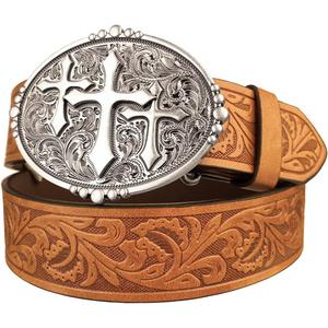 TOPACC Western Belts for Men Woman Western Belt Buckle Cowgirl Cowboy Leather Country Belt for Jeans Pants Gift (Fit waist: 38-40 in)
