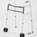 Cardinal Health CWAL0010B Heavy Duty Dual Release Aluminum Walker with 5IN Dual Front Wheels, Bariatric, 33-43IN, 500LB, 2 Walkers
