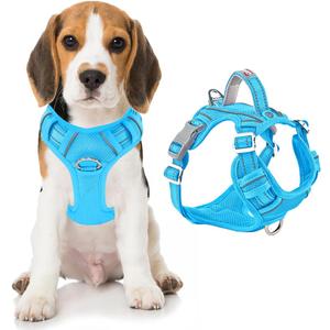 BARKBAY Dog Harness No Pull with ID Tag Pocket - Heavy Duty, Reflective, Easy Control for Large Dogs(Blue,M) (Medium(Chest:22.5-28"))