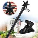 Flag Pole Holder for Outside House - 6ft Tangle Free Porch Flag Pole Kit with Bracket, Heavy Duty American Flag Poles for 3x5 4X6 Flags Outdoor, Metal Flagpole Residential for Porch, Garage - Black