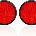 2 PCS Motorcycle Reflectors, M6 x 1.0 Screw Mounted Plastic Safety Warning Reflector, Universal Rear Safety Reflectors for Scooters Bicycles, Motorcycle Accessories (Round, Red)