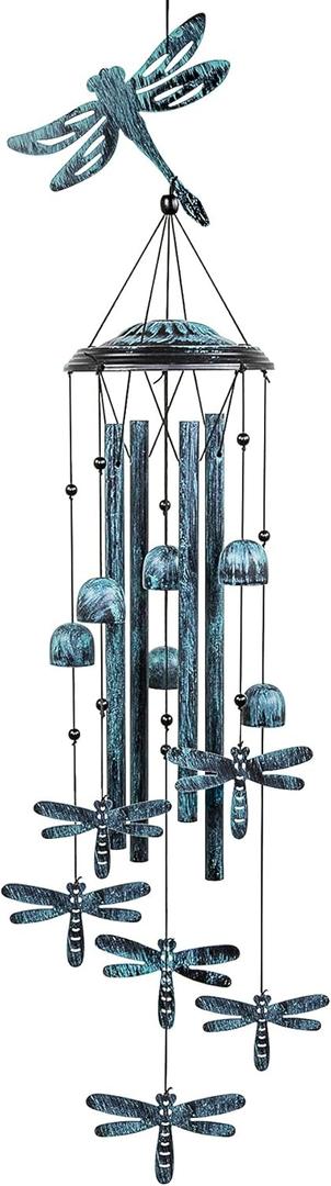 Dragonfly Wind Chimes for Outdoors, 35.4-Inch Aluminum Outdoor Wind Chimes - Dragonfly S Hook, Wind Bells Hanging Decorate for Patio, Porch, Yard, Balcony, Decorative Gift for Women, Mom