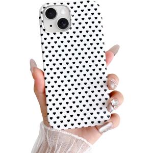 2 x Skyseaco for iPhone 14 Case Cute Aesthetic Heart Phone Case Soft Slim TPU Shockproof Phone Cover for Women Girls - White