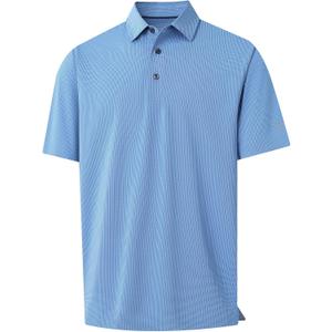 M MAELREG Mens Polo Shirts Short Sleeve Quick Dry Moisture Wicking Athletic Performance Jacquard Collared Golf Shirt for Men (Blue, M)