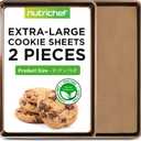 NutriChef 2-Piece Nonstick XL Cookie Sheets for Baking - 22" x 16" Stackable Extra Large Baking Sheet - Carbon Steel Baking Pans, PFOA, PFOS, PTFE Free- NCLGBP28 (Gold)